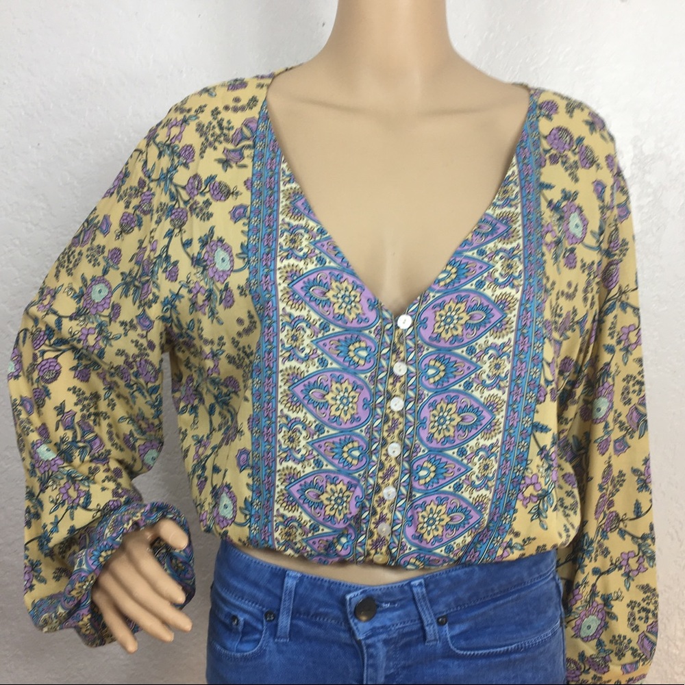 Mahli Yellow Boho Flower Print Top